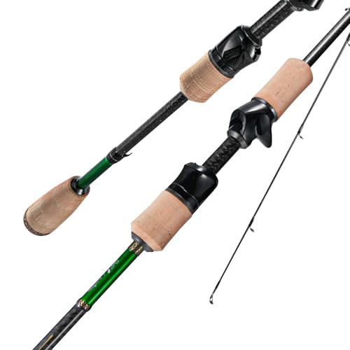 HANDING M1 Ultralight Fishing Rod 2-Piece Trout Fishing Rod with Fast Action 30T+24T Carbon Fiber SEAGUIDE RA Guide Rings ...