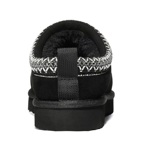 bebealy Genuine Suede Fuzzy Slippers for Women Winter Warm House Shoes Cozy Mini Boots for Indoor Outdoor