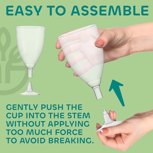JoyServe 24 Plastic Wine Glasses Disposable - 7 Oz Clear BPA-Free Plastic Glasses with Stem, Reusable Party Wine Cups for ...