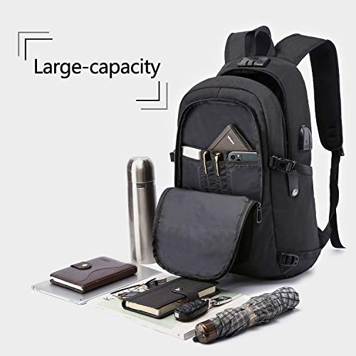 WENIG Anti-Theft Travel Laptop Backpack with USB Charging Port Lock,Water Resistant Slim Work Computer Bag for Men College...