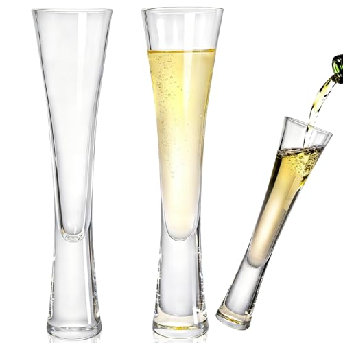 YIMITEE 2 Pack 5 Oz Champagne Flutes Glasses, Unique Elegant Sparkling Wine Glass, Ultra-long Shape Crystal Glassware Set ...