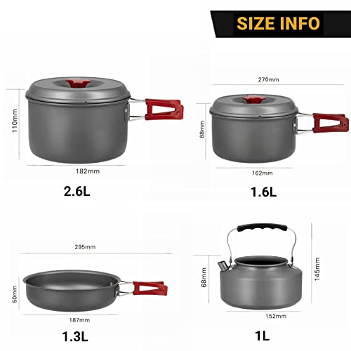 FineFlame Camping Stove 2 Burner With Bulin 13 PCS Camp Cookware Set Camping Cookwear