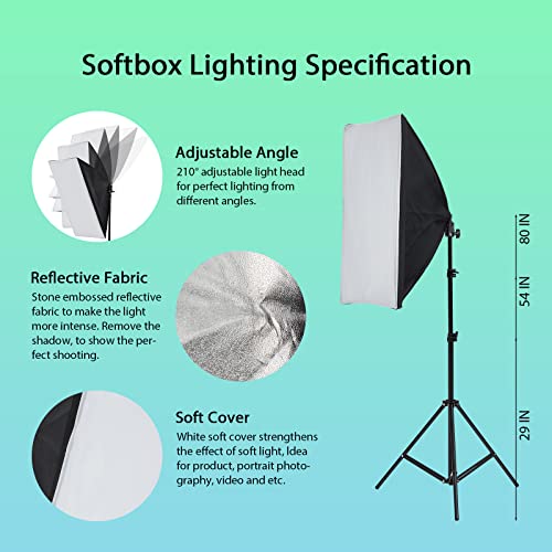 Photography Lighting Kit with Backdrops, 8.5x10ft Backdrop Stand System, 5500K 850W Equivalent LED Umbrella Softbox Contin...