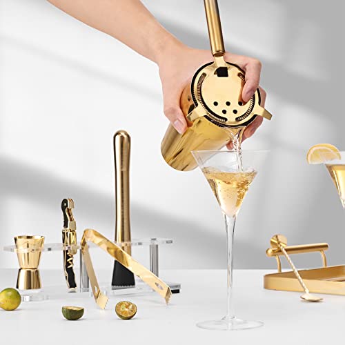 Btuqbu Cocktail Shaker Set with Arcylic Stand, Mixology Bartender Kit for Drink Mixing | Mixology Set with 7 Bar Set Tools...