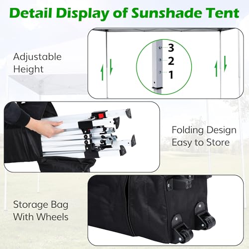 LEMY 10 x 10 Pop Up Canopy, Portable Commercial Party Instant Heavy Duty Canopy Tent, 300D Waterproof Adjustable Canopy w/...
