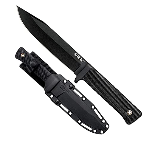 COLD STEEL SRK 6" SK-5 Clip Point Razor-Sharp Blade 4.75" Durable Kray-Ex Handle Tactical Fixed Blade Knife w/Secure-Ex Sh...