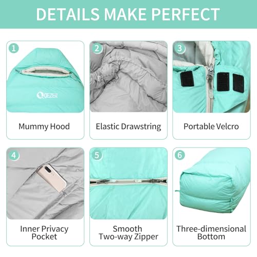 QEZER Mummy Sleeping Bag with Sleeping pad and Pillow