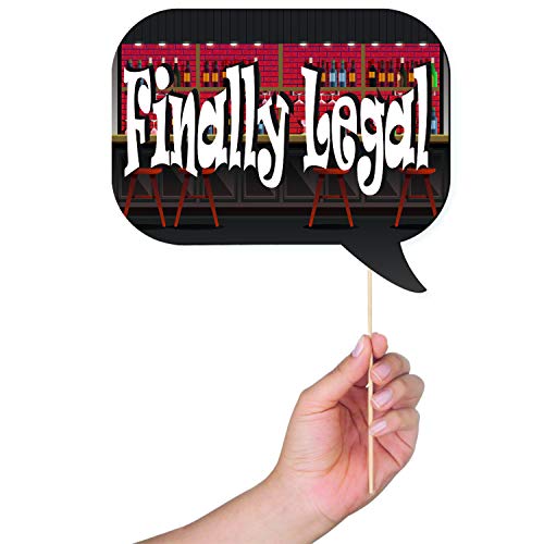 21st Birthday Photo Booth Props - 41-pc Photo Booth Kit with 8 x 10-Inch Sign, 60 Adhesive Pads, 45 Sticks - Photo Booth 2...