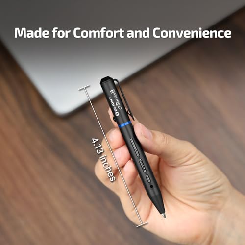 OLIGHT O'Pen Mini 2 Portable Ballpoint Pen, Bolt Action Pen with Pen and Pencil Tip, EDC Replaceable Black Ink Pens with S...