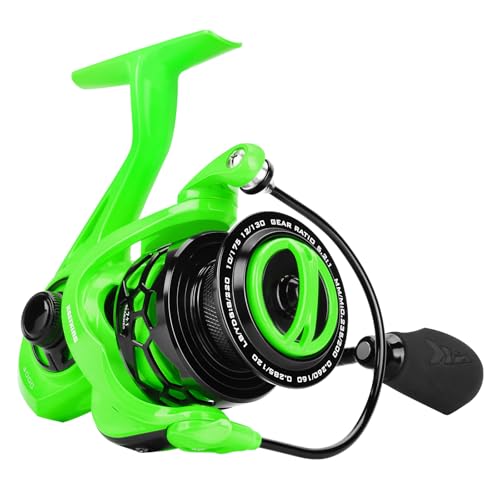 KastKing Zephyr Spinning Reels – 7+1/6+1 BB – Carbon Fiber Drag – Stainless Steel Shaft – Aluminum & CNC Spool – Black/Gre...