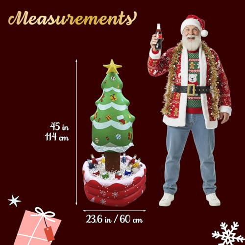 Inflatable Christmas Tree Cooler, Holiday Drink Holder & Ice Bucket for Parties, Christmas in July Decoration, 56 x 26 x 2...