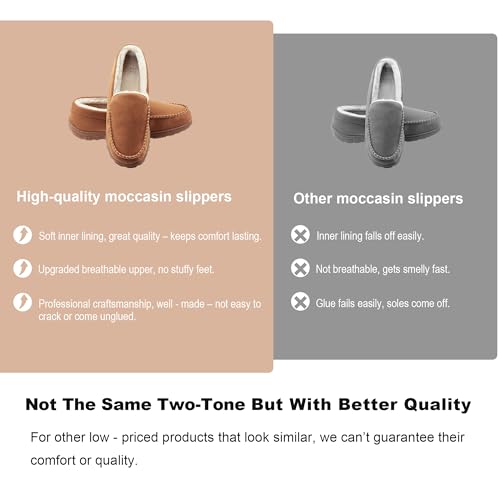 Lulex Moccasins for Men House Slippers Indoor Outdoor Plush Mens Bedroom Shoes with Hard Sole