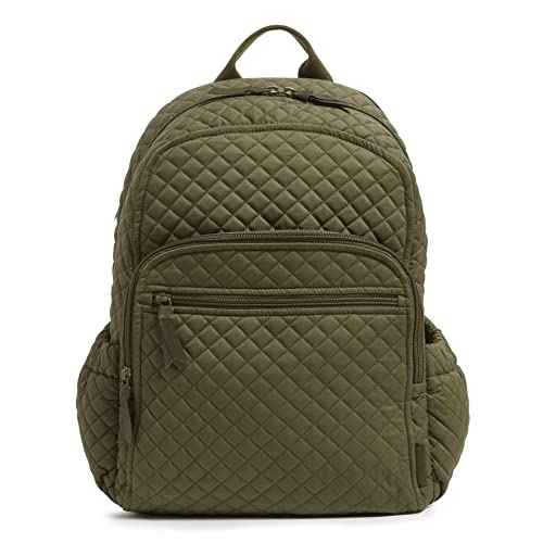Vera Bradley Women's Cotton Campus Backpack, Climbing Ivy Green - Recycled Cotton, One Size
