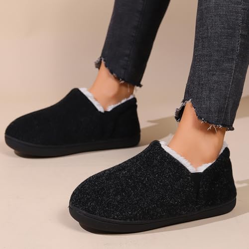 Women's Memory Foam House Slippers Ladies Warm Closed Back House Shoes with Non-Slip Outdoor Rubber Sole