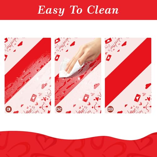 Childom Valentines Day Tablecloth for Valentines Day Decorations Party,3 Pack Disposable Plastic Valentines Table Cloths 5...