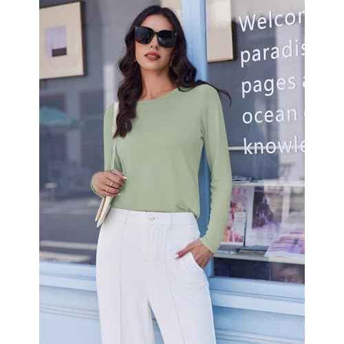 Ekouaer 3 Pack Long Sleeve Shirts for Women Crew Neck Thermal Tops Lightweight Base Layer Undershirt Tees 2025 S-XXL