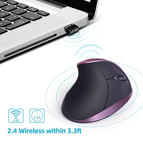 Woddlffy Ergonomic Mouse Wireless, Vertical Mouse Right Handed Small Mouse with 6 Buttons 1000/1200/1600 for Laptop,Deskto...