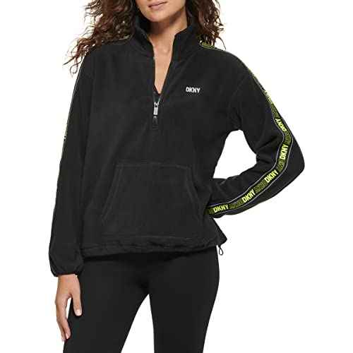 DKNY womens Sport Flip Logo Tape Quarter Zip Jacket