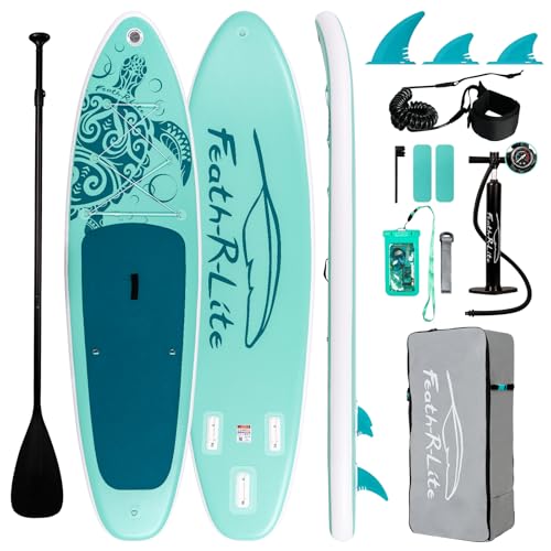 FEATH-R-LITE Inflatable Ultra-Light 10'×30''/10'6''×33'' Stand Up Paddle Board for All Skill Levels with Premium SUP Paddl...