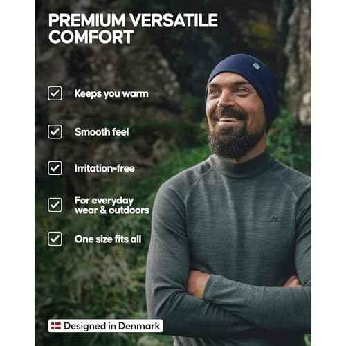 DANISH ENDURANCE Lightweight Merino Wool Beanie for Men & Women, Thermal Hat