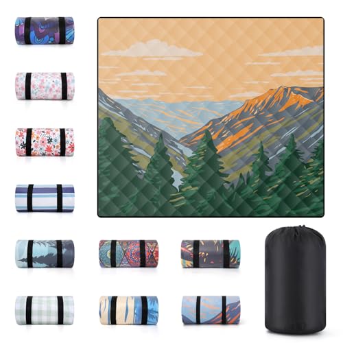 memKiya 60x80" Waterproof Picnic Blankets Outdoor Sandless Beach Blanket Foldable Padded Ground Grass Park Lawn Mat Tent C...