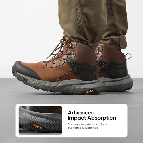 NORTIV 8 Men's Waterproof Military Tactical Work Boots Leather Motorcycle Combat Lightweight Non-Slip Hiking Boots for Men...