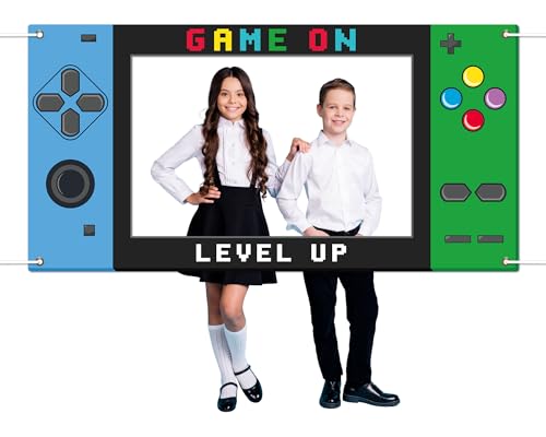 Large 73inch Video Game Photo Prop Game on Birthday Party Decorations Blue Green Handheld Gaming Console Banner Backdrop G...