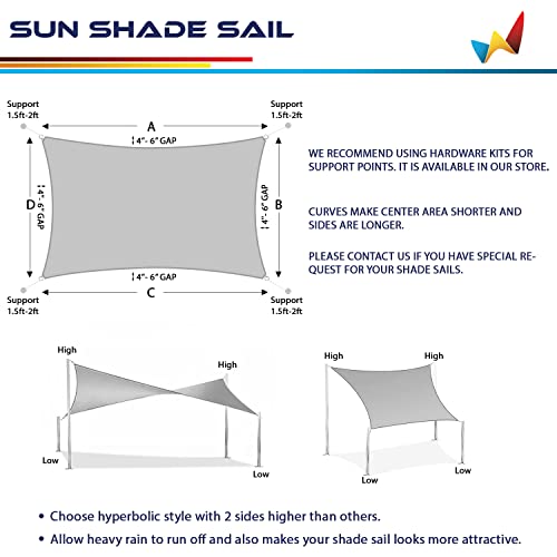 Windscreen4less 16' x 20' Sun Shade Sail Rectangle Outdoor Canopy Cover UV Block for Backyard Porch Pergola Deck Garden Pa...