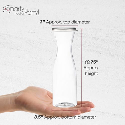 35 oz Clear Plastic Drink Servers with Lids (12 Piece Set) – Disposable Carafe for Juice & Carafes for Mimosa Bar – Sangri...