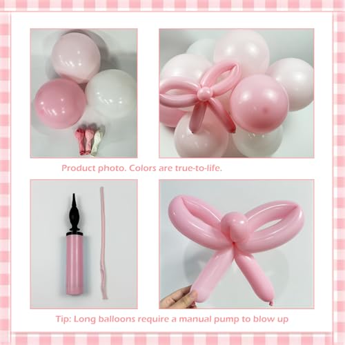 Coquette Birthday Decorations 145 Pcs Pink and White Balloon Garland Arch Kit Include Light Pink White Bow Balloons Differ...