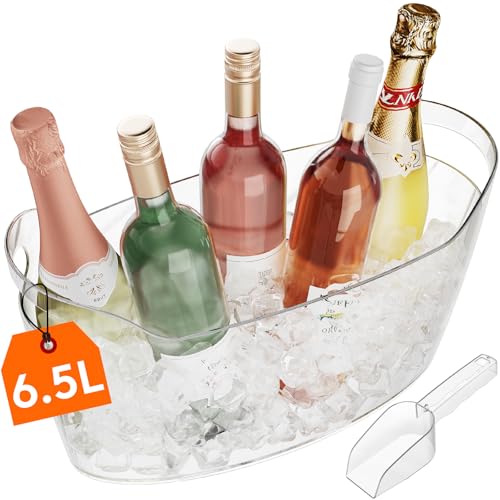 Lifewit Large 6.5L Ice Bucket for Parties, Portable Drink Bucket for Cocktail Bar, Plastic Champagne Cooler for Beverage/W...
