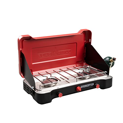 Camp Chef Everest 2X 2-Burner Camping Stove - Portable Propane Cooktop with 40,000 BTUs of Power, Folding Lid, Wind Guards...