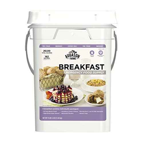 Breakfast Variety Kit Emergency Food Supply, 162 Servings, 20 Year Shelf Life, 6 Breakfast Varieties - Dehydrated Meals, Survival Food Camping Essentials, 4 Gallon Bucket