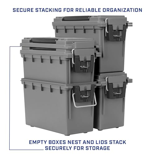 Sheffield 12628 Ammo Storage Box, Stackable .30 Cal Field Boxes, Water and Dust Resistant, Lockable Storage Box with Handl...