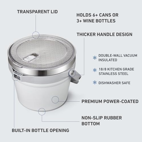 COKTIK 7L Insulated Ice Bucket with Lid，Double Wall Vacuum Stainless Steel Beverage Bucket Keeps Frozen Longer，Holds 6 Lon...