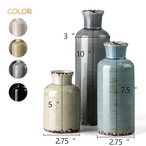CwlwGO- Ceramic Vase Set of 3, Small Flower Vases for Home Decoration, Modern Farmhouse Decor, Living Room Kitchen Table C...