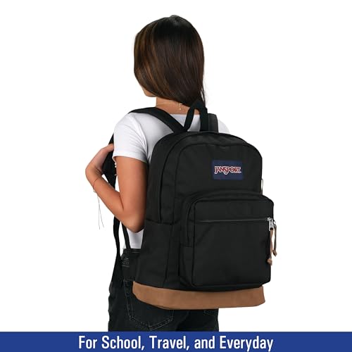 JanSport NCAA Officially Licensed Backpack, Michigan State Spartans, Right Pack with Padded 15-Inch Laptop Sleeve, Spacious Computer Bag, Durable Daypack with Bottle Pocket & Haul Handle, Black