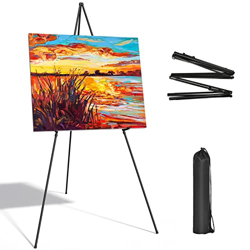 SunyesYoon Display Black Easel Stand for Wedding Sign, Artist Instant Tripod Collapsible Portable Floor Easel for Posters,...