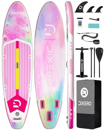 Dixero Inflatable Stand Up Paddle Board with SUP Accessories, Anti-Slip EVA Deck, 11'*33" Inflatable Paddle Boards for Adu...