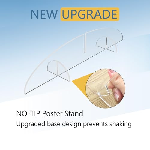 6 Pcs Acrylic Poster Board Stand Holder, 11.8 x 2.36 Inch Clear Tabletop Acrylic Sign Display Foam Board Stand for Menus F...