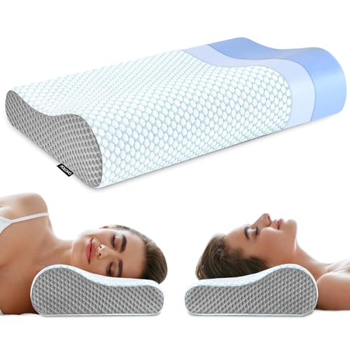 Memory Foam Pillows Neck Pillow Bed Pillow for Sleeping, Ergonomic Cervical Pillow for Neck and Shoulder Pain Relief,Ortho...