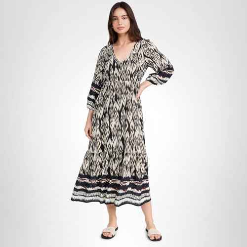 Velvet Women's Catherine Dress, Black/Ecru, M