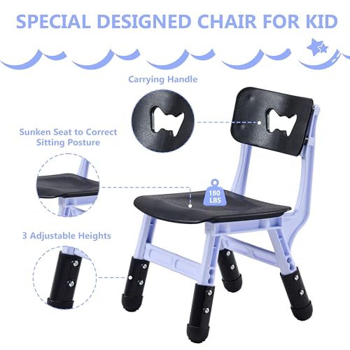 GTOLV Kids Table & Chairs Set (2 Chairs), Height Adjustable Toddler Table and Chair Set for Kids Ages 3-8 with Graffiti De...