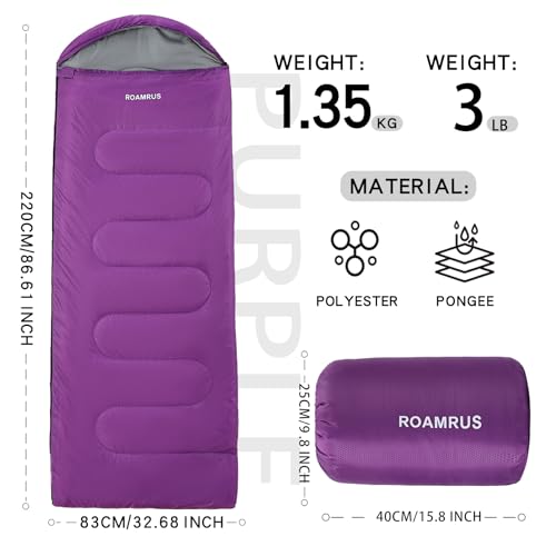 ROAMRUS 3 Seasons Sleeping Bags for Adults, Portable, Waterproof, Lightweight,with Storage Sack for Outdoor & Indoor, Hiki...