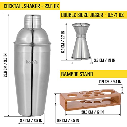 Bartender Kit with Whiskey Smoker - 13 pcs, Bamboo Stand - Bar Set with Cocktail Shaker, Bartending Kit with Essential Bar...