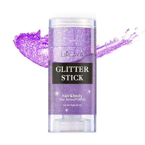 Body Glitter Stick, Sparkling Holographic Sequins Neon Outfit Singer Concert Music Halloween Purple Costume Accessories Ma...