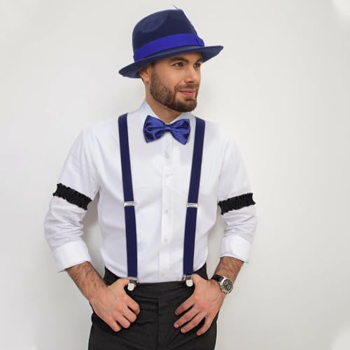 Ultrafun 1920s Mens Costume Retro Gatsby Gangster Accessories Set Fedora Hat Suspender Roaring 20s Costumes