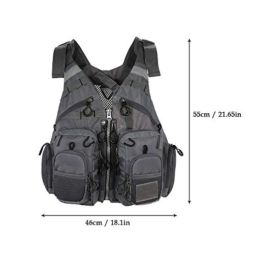 JKSPORTS Fly Fishing Vest - Fishing Safety Life Jacket for Swimming, Sailing, Boating, Kayak - Floating Multifunction Brea...