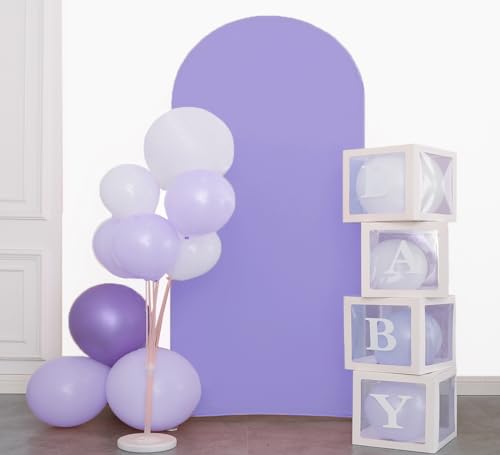 JFDYDM Lavender 6FT Arch Backdrop Cover, Lavender Arch Backdrop Light Purple Stand Cover for Birthday Wedding Party Decor