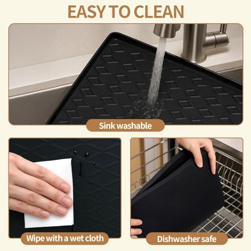 HOSASSPER Water Cooler Mat, Water Dispenser Mat, 22"x19" Non-Slip Silicone Waterproof Floor Protector for Under Water Cool...